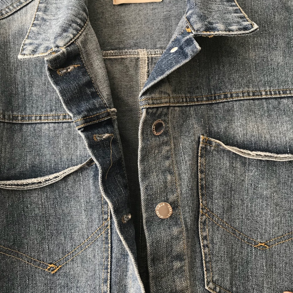 Mixed Material Cropped Denim Jacket - image 4